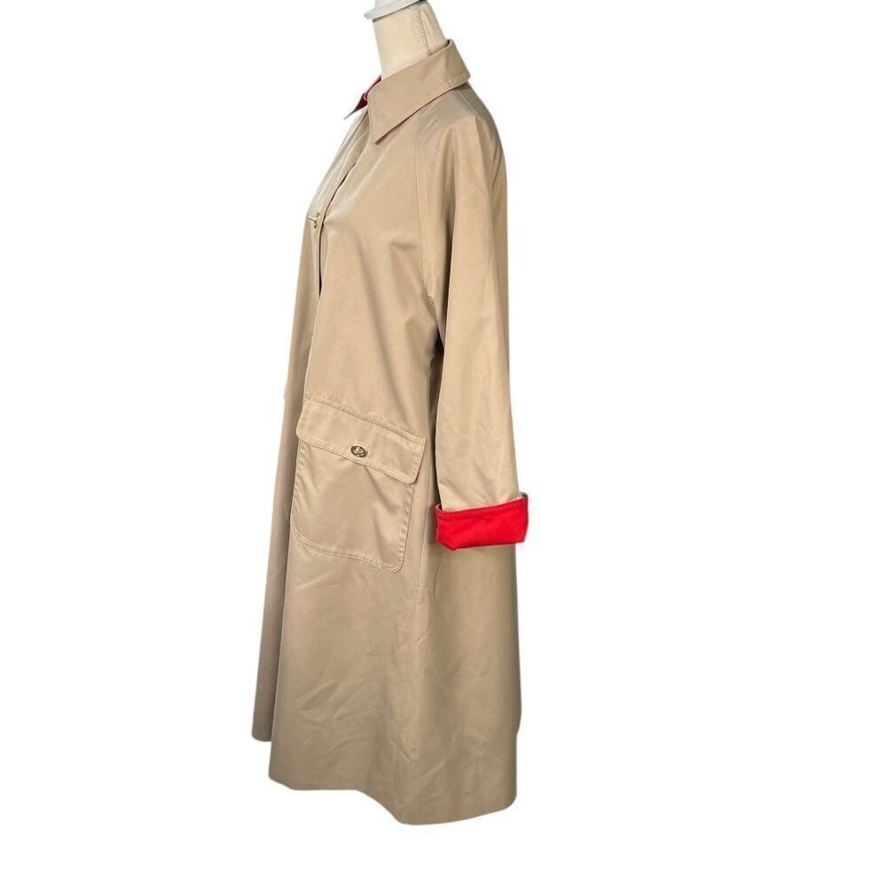 Vintage Bonnie Cashin Trench Tent Coat Russ Taylor Red Beige Coach Turn Lock - Picture 2 of 16